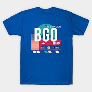 Bergen, Norway (BGO) Airport Code Baggage Tag E T-Shirt